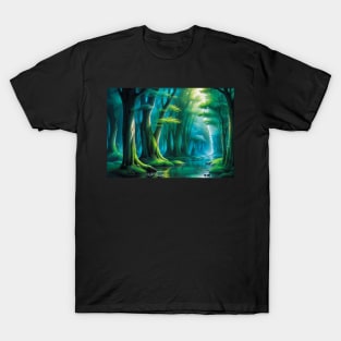 River running through a lovely summer valley T-Shirt